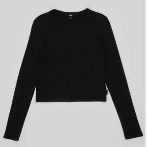 VANS Girls Black Ribbed Long Sleeve Round Neck Top Size XL From Tilly’s Basics